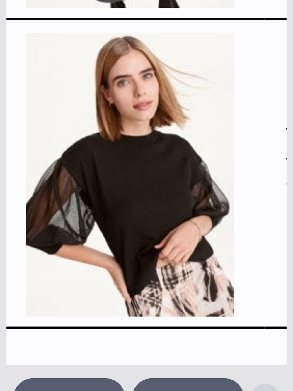 DKNY Black Sweater with Sheer Puff Sleeves